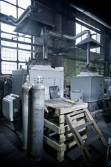 empty industrial background -l factory interior with equipment and metal elements