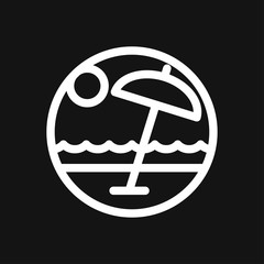 Beach icon vector of vacation and tourism, summer symbol
