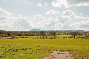 Springtime landscape around Worcestershire, England.