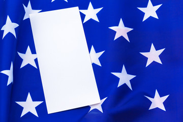 Blank business card with american flag