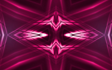 Dark abstract futuristic background. Neon lines, glow. Neon lines, shapes. Pink and blue glow