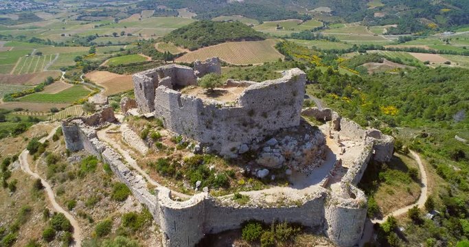 Ruins of Chateau d Aguilar one of the Cathar castles Build in the XII century was abandoned in 1569