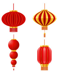 Fototapeta na wymiar red chinese lanterns for holiday and festival decoration for design stock vector illustration
