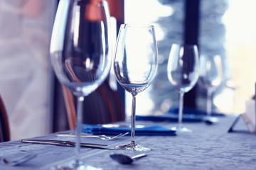 wine restaurant serving romance / beautiful concept alcohol glass, holiday dinner in a cafe