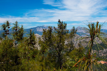 Beautiful landscape of mountains and the forest in Turkey, Antalya.Panorama from cableway.