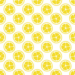 Slice lemon seamless pattern of color hand drawn fruits