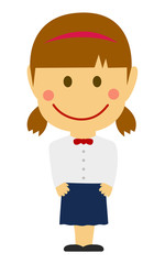 Cartoon deformed female student vector illustration ( Japanese, Asian, high school , school uniform )