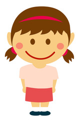 Cartoon deformed girl vector illustration ( Japanese, Asian, kid )