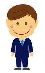 Cartoon deformed male person vector illustration ( Asian/Japanese business person)