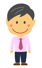 Cartoon deformed male person vector illustration ( Asian/Japanese business person / manager,administrator)