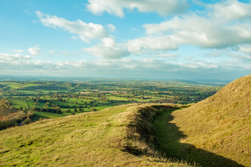 Malvern hills of Worcestershire, England, in the summertime.