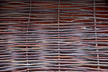 background Wicker fence made of willow