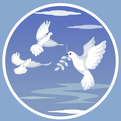 Dove with olive branch vector illustration flat