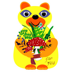 The bear with mushrooms