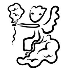 Angel with a balloon from a cloud in hand