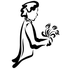 young gentleman with a bouquet of flowers in his hand