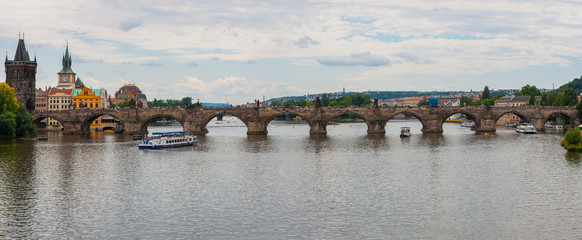 Charles Bridge, Karluv Most, across Vltava River, Prague, Czech Republic