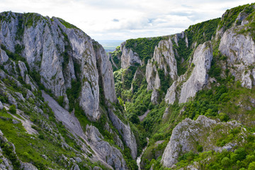 Cheile Turzii Gorge aerial view, Romania.