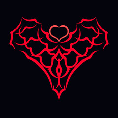 red heart like a bat and a spider web