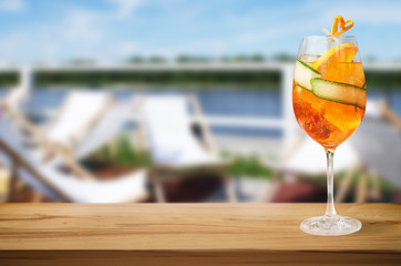 Cold holiday drinks by beach