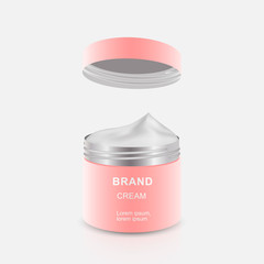 Jar of anti-wrinkle cream isolated on gray background. Template for advertising your product