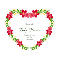 Vector illustration crowd of wreath frame with banner baby shower