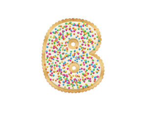 Letter B made of cookie isolated on white background