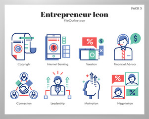 Entrepreneur icons FlatOutline pack