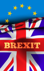 Brexit, the exit of Great Britain from the European Union. Vector illustration with flags of UK and EU