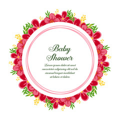 Vector illustration crowd of wreath frame with banner baby shower