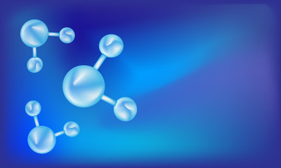 Water molecular model, copy space, education concept