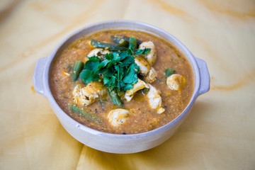 Chicken Curry Dish with green peas