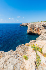 Binidali cliffs in Minorca, Balearic Islands, Spain.