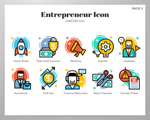 Entrepreneur icons LineColor pack