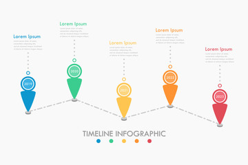 Business Infographic template. Timeline design with numbers 5 options or steps for presentation and data visualization. Business process chart. Diagram with five steps to success.