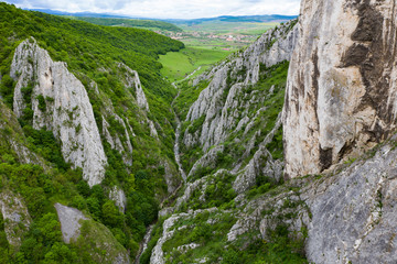 Cheile Turzii Gorge aerial view, Romania.