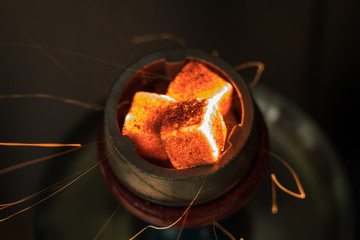 coal coconut hookah bowl close burn