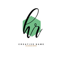 Fototapeta premium H R HR Initial logo template vector. Letter logo concept