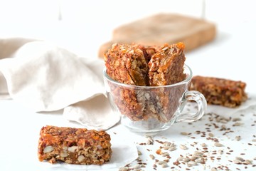 fruit nut bars, useful components, for a healthy concept.
