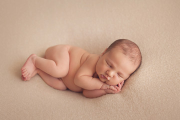 Cute sleep newborn baby boy 10 day old