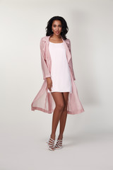 Catalog of fashion designers clothes casual and office business woman style dress for meeting walk...