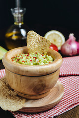 delicious mexican guacamole dip with avocado