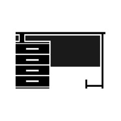 computer table black flat icon. vector illustration. isolated on white background