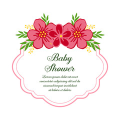 Vector illustration artwork pink flower frame with design of card baby shower