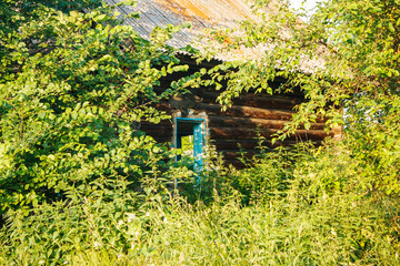 old abandoned wooden house in the village