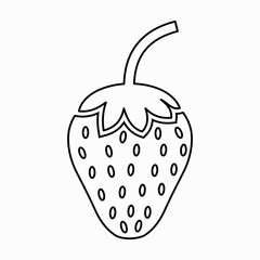 strawberry black line flat icon. vector illustration. isolated on white background