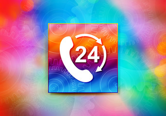 24 hours open phone rotate arrow icon abstract colorful background bokeh design illustration