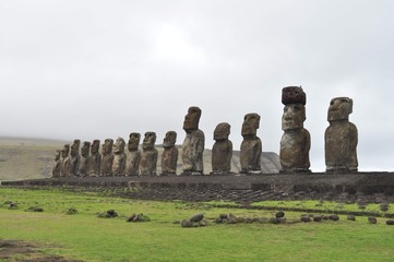 迫力満点イースター島「トンガリキ」のモアイ