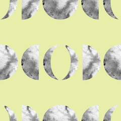 seamless pattern with moon on yellow background