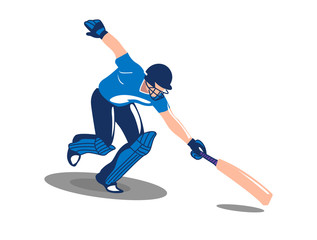 Obraz premium The cricket player with cricket bat in his hands - Vector